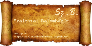 Szalontai Balambér névjegykártya